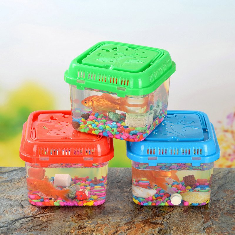 Mini Portable Plastic Fish Tank with Goldfish Small Aquarium Accessories Wholesale Usage for Water