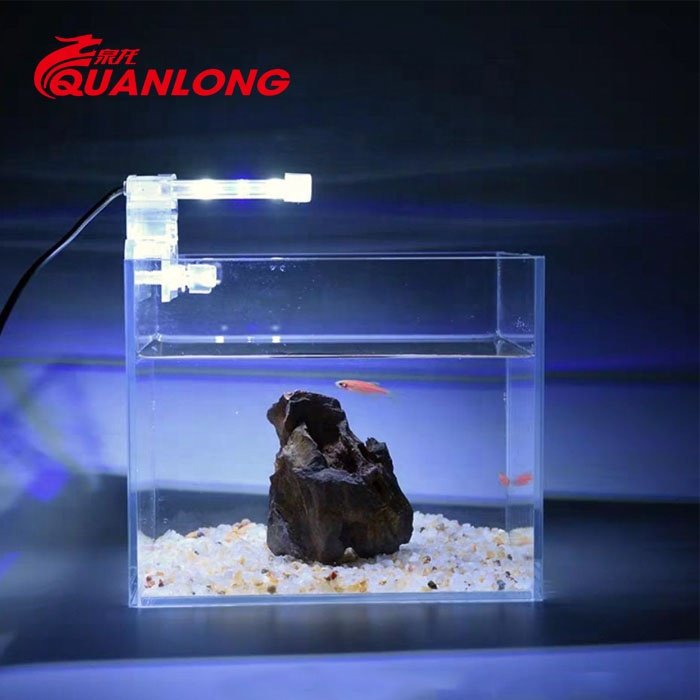 Quanlong aquarium small led lights white blue fish tank light clip on aquarium light