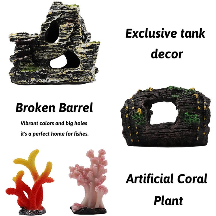 Factory 15 pieces set fish tank aquarium accessories decoration aquatic plants coral resin