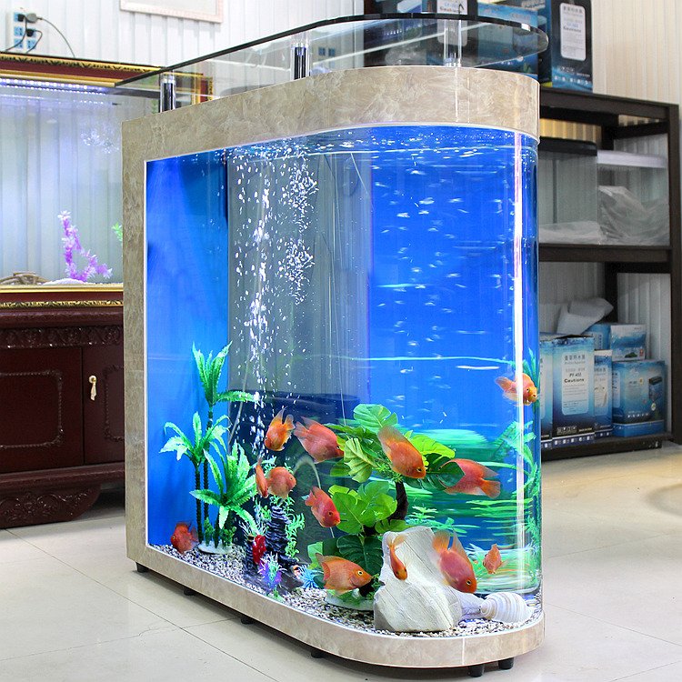 Customized large transparent cube Acrylic aquarium fish tank Glass Bullet front fish tank aquarium for home decorations