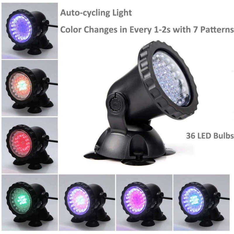 RGB Aquarium led pond light fish tank light underground spotlight ip68 underwater remote spotlights four heads (10W ) CE Rohs