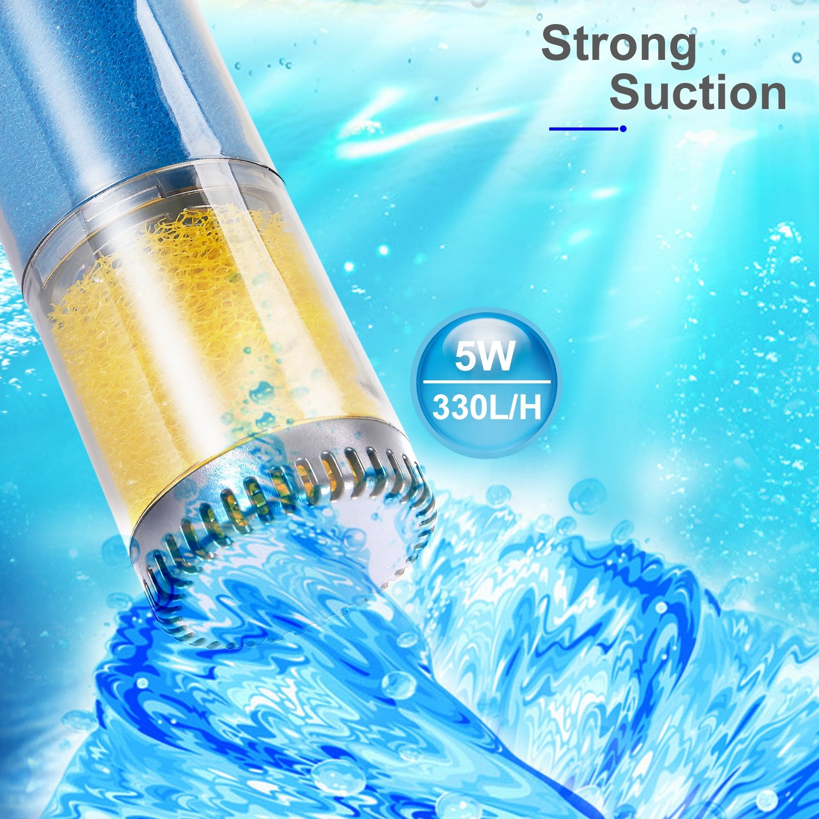 WEIPRO Small 5W Multi-Layer Submersible Fish Tank Filter, Strong Suction, Adjustable Water Flow Internal Aquarium Filter