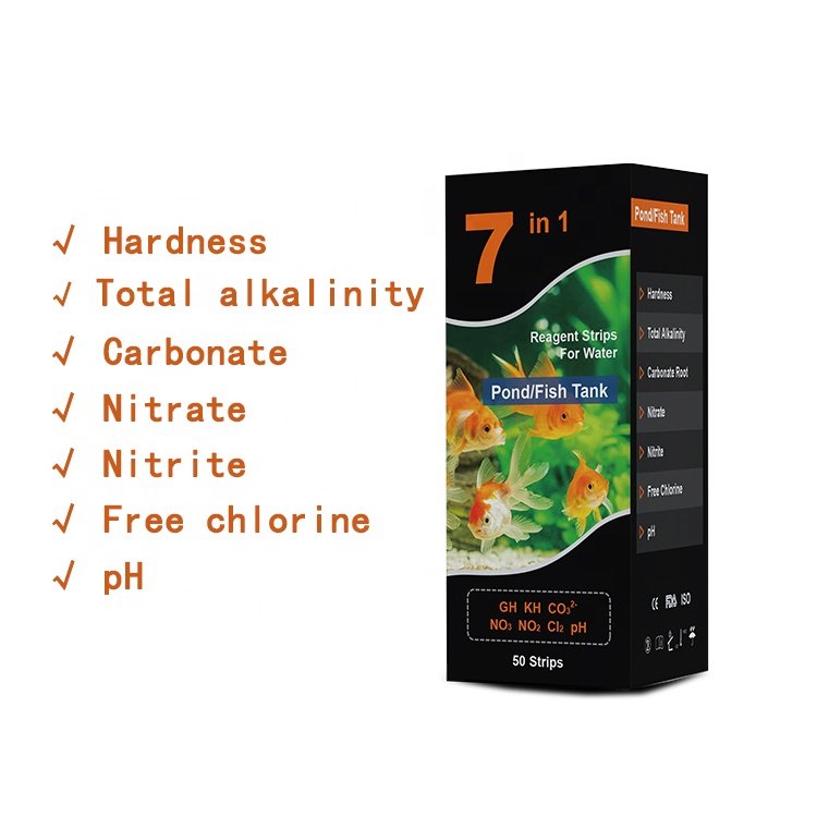 7-Way Water Test Kit for Aquariums & Fish Ponds Test Strips for Freshwater & Salt Water