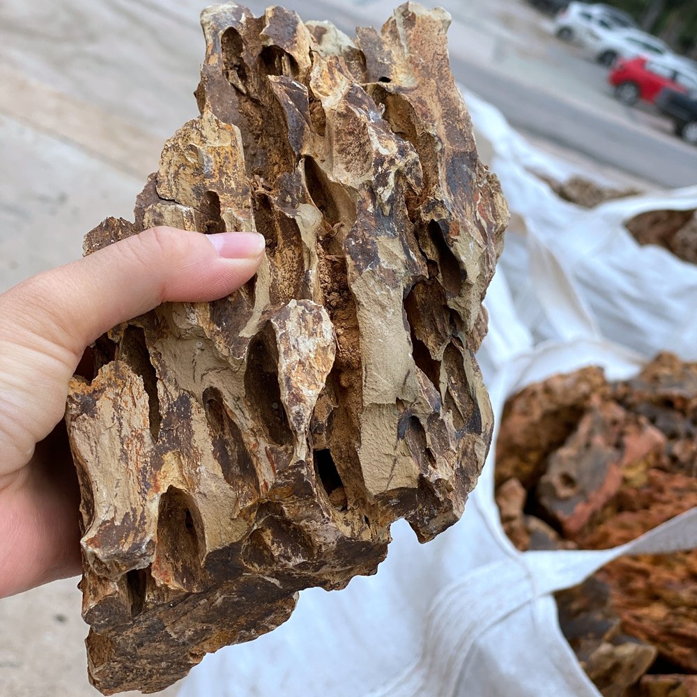 Brown aquarium stone tank decoration wholesaler dragon stone aquarium decoration blue dragon stone