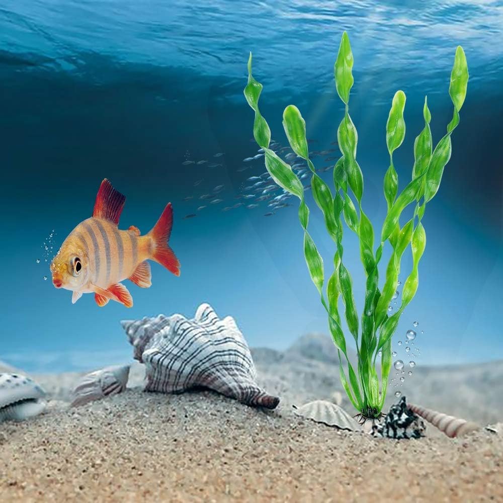 10pcs Green Fish Tank Decorations, Aquarium Decor Plastic Plants Artificial Seaweed Water Plants for Aquarium