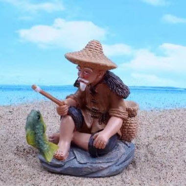 Fisherman fishing aquarium fish tank decorative flowerpot gardening ornaments