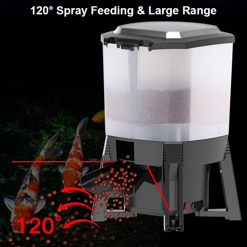 High Capacity Solar Auto Fish Feeder with LCD Display Automatic Feeders For Aquaculture Outdoor Aquarium Pond Timing Feeding