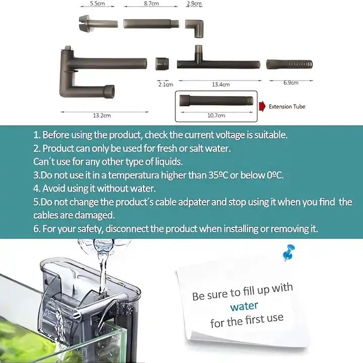 Multi Portable Adjustable 6.5w 680L/H Aquarium Filter Waterfall Hang On External Oxygen Pump Water Circulation Filter Pumps