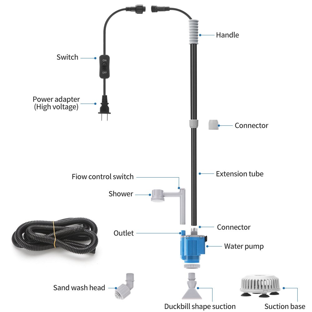 Aquarium Fish Tank Electric Water Changer Pump Small Sewage Suction Machine Washing Sand Suction Water Fish Poop Cleaner Tool