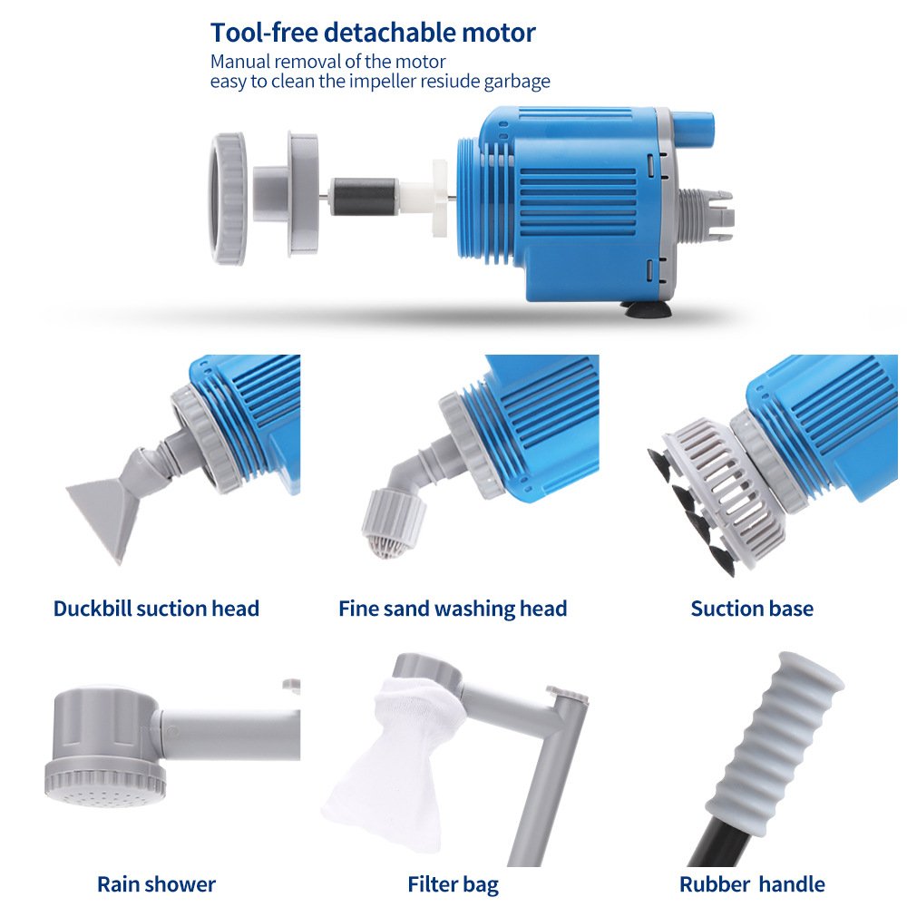 Aquarium Fish Tank Electric Water Changer Pump Small Sewage Suction Machine Washing Sand Suction Water Fish Poop Cleaner Tool