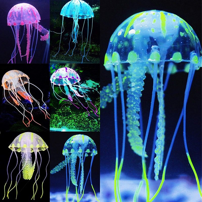 Aquarium Decoration Artificial Plant Jellyfish Swim Glowing Effect Fish Tanks Accessories Underwater Luminous Ornament Landscape