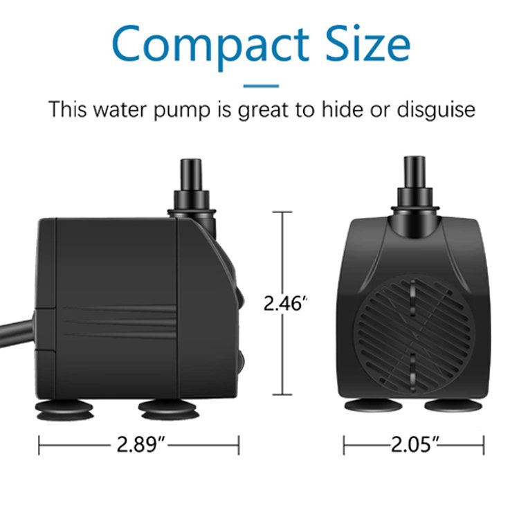 JR-800 Hmax 1.3m/4.3FT Quiet Adjustable Power Cord Hydroponics Pumps Mini Aquarium Water Pump For Garden Pond Water Fountain