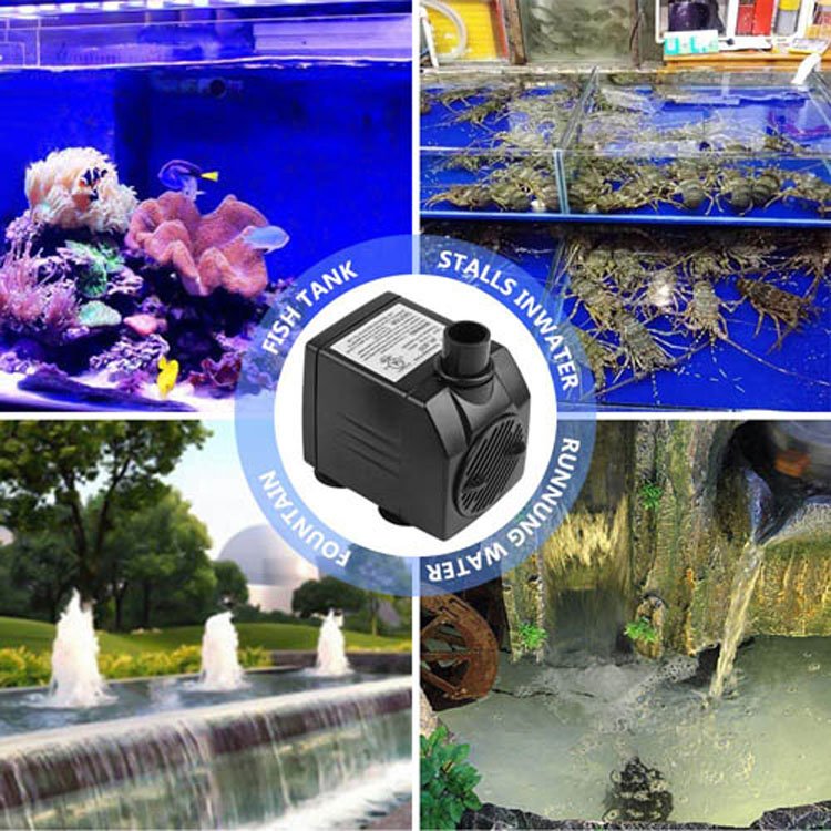 JR-800 Hmax 1.3m/4.3FT Quiet Adjustable Power Cord Hydroponics Pumps Mini Aquarium Water Pump For Garden Pond Water Fountain