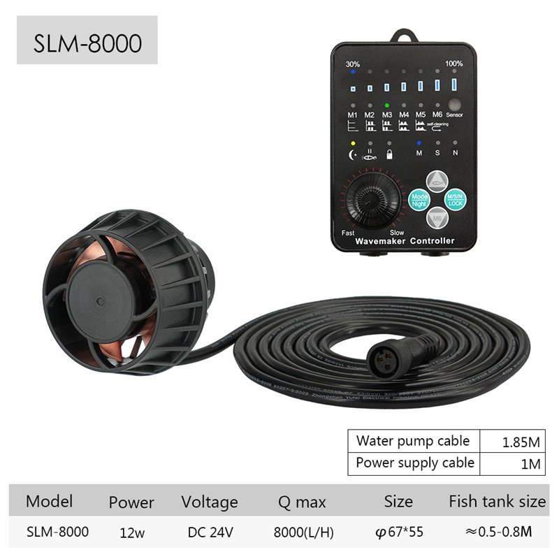 Adjustable Super Quiet Wavemaker Aquarium Surf Wave Making Pump 8000lh Cross Flow Aquarium Wave Makers