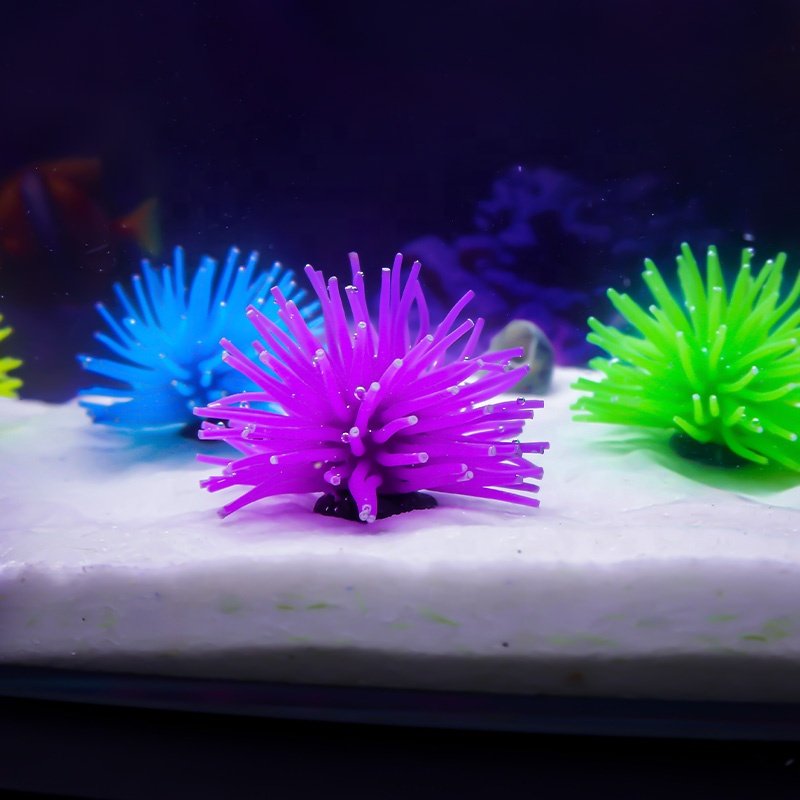 Wholesale Simulation Silicone Sea Urchins Fish Aquarium Aquascape Colorful Soft Aquarium Ornaments pet/aquarium tank decoration