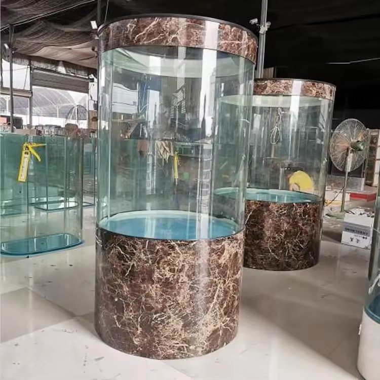 Factory Direct Sales Modern Style Cylindrical standing fish tank aquarium jellyfish tank cylinder round fish tank with stand