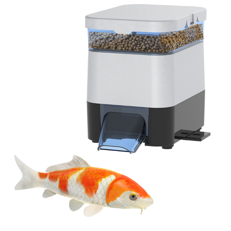 EV615CS solar fish feeder small timing aquarium remote control auto fish feeder pond feeder