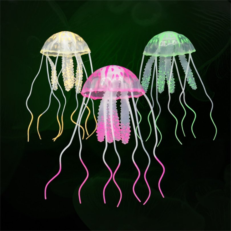 Aquarium landscaping Fish Tank Ornaments Eco-Friendly Glowing Effect Silicone Floating Simulation Artificial Jellyfish
