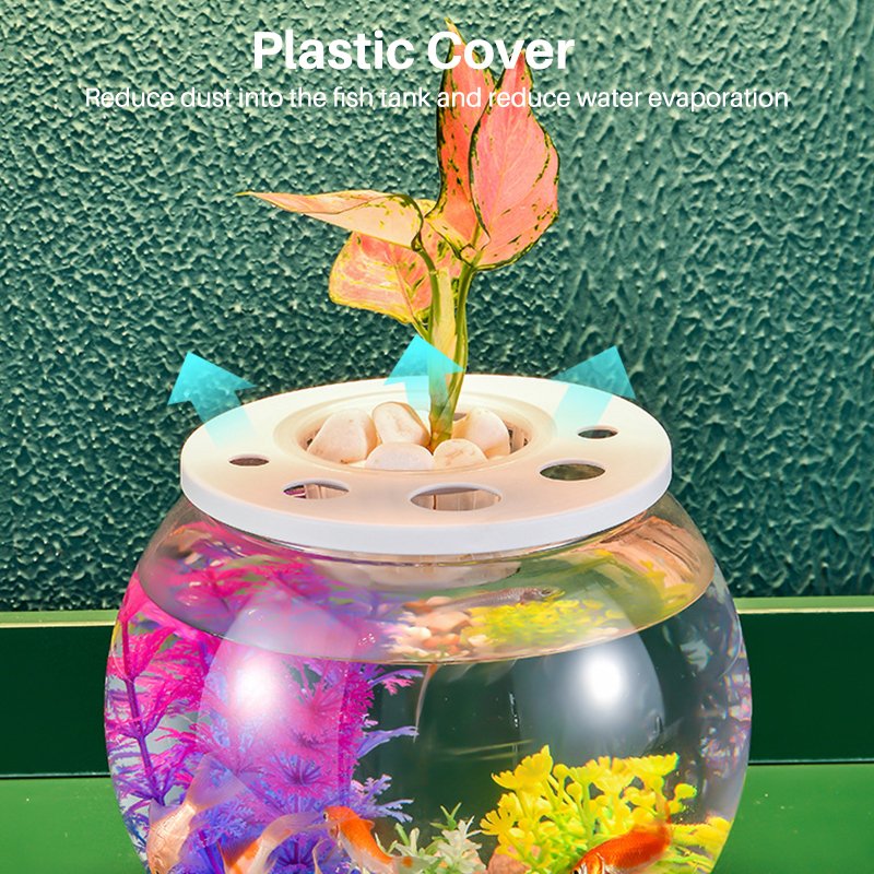 Plastic MINI Nano Fish Tank with Plants On Top for Betta Fish Goldfish Hydroponics Cleaning Transparent Turtle Tank Aquarium