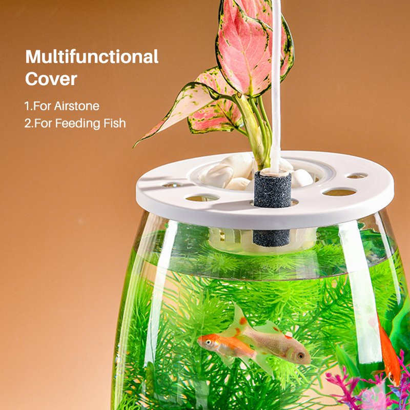 Plastic MINI Nano Fish Tank with Plants On Top for Betta Fish Goldfish Hydroponics Cleaning Transparent Turtle Tank Aquarium