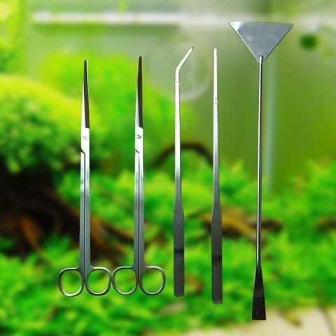 Multifunction 4 in 1 Long Handle Stainless Steel Aquatic Plant Scissors Set Aquarium Aquascape Tools Kit
