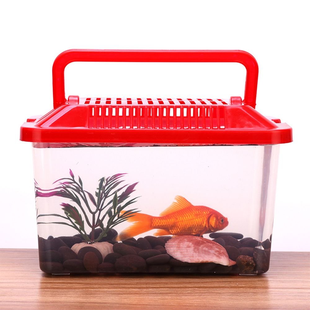 Portable Fish Tank Handheld Plastic Fish Tank Transparent For Traveling Breathable Design Small Aquarium For Turtle and Pet Fish