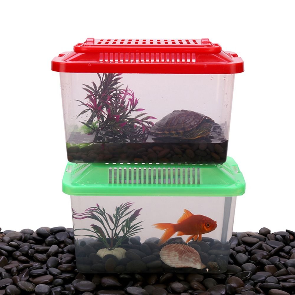 Portable Fish Tank Handheld Plastic Fish Tank Transparent For Traveling Breathable Design Small Aquarium For Turtle and Pet Fish