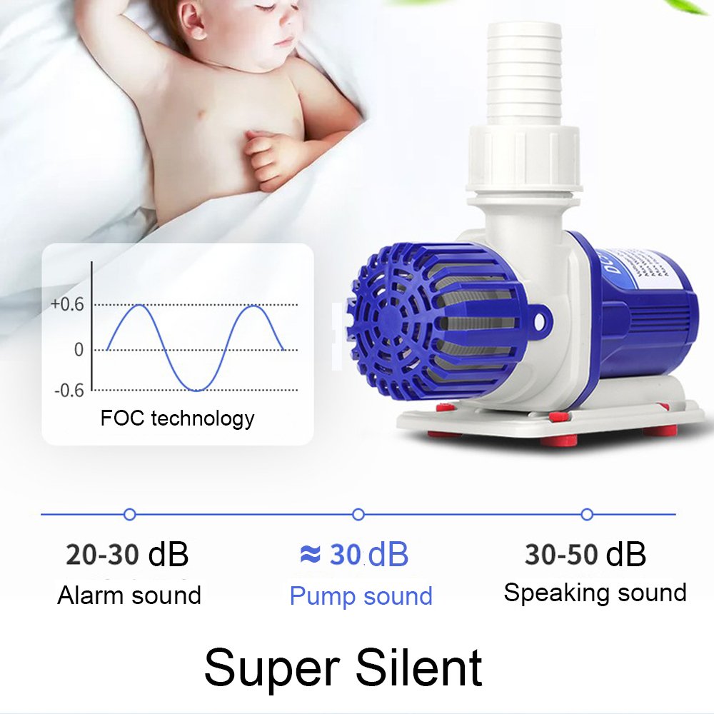 DC40Q 2000L Silent Submersible 24V Water Pump with Sine Wave Controller (20 Levels) for Aquariums, Ponds, Fountains