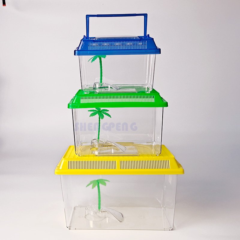 21x13.3x14cm Small Plastic Aquariums for Kids Portable Clear and Transparent Plastic Tank