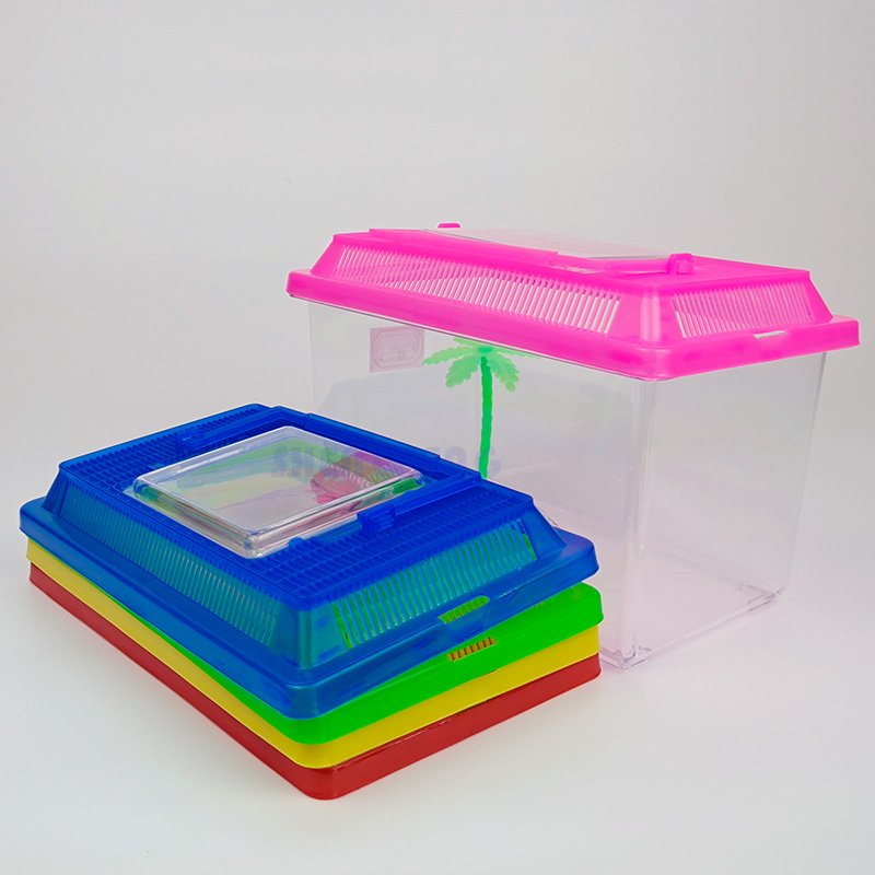 21x13.3x14cm Small Plastic Aquariums for Kids Portable Clear and Transparent Plastic Tank