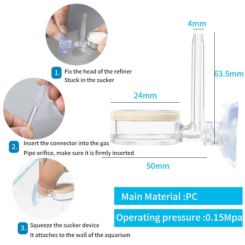 WYIN ZRDR W05-08A ZRDR transparent refiner aquarium co2 diffusers CO2 atomiser Carbon dioxide refiner Plastic refiner