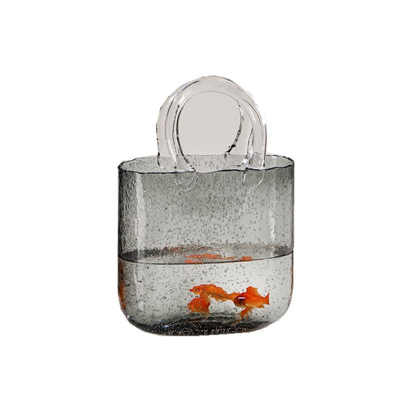 Modern Online Celebrity Creative Bag Carrying Basket Glass Vase Transparent Aquarium Fish Tank Decoration