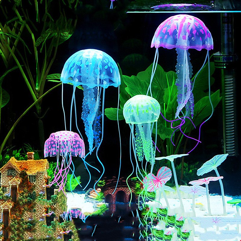 Wholesale Artificial Glowing simulation Jellyfish aquarium plants accessories fish tank aquarium products