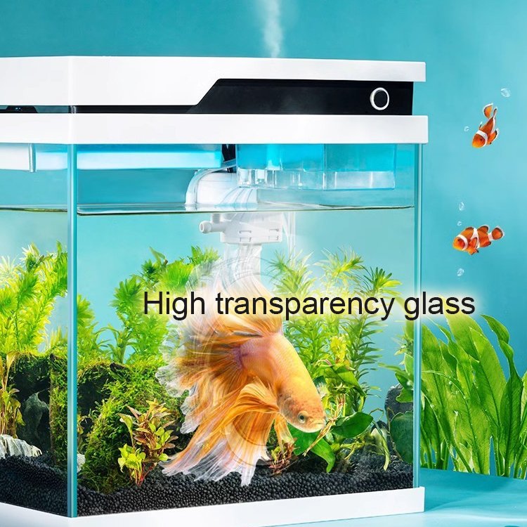 Small fish tank with auto feeder filter LED Intelligent desktop fish tank ecological aquarium for home office decoration