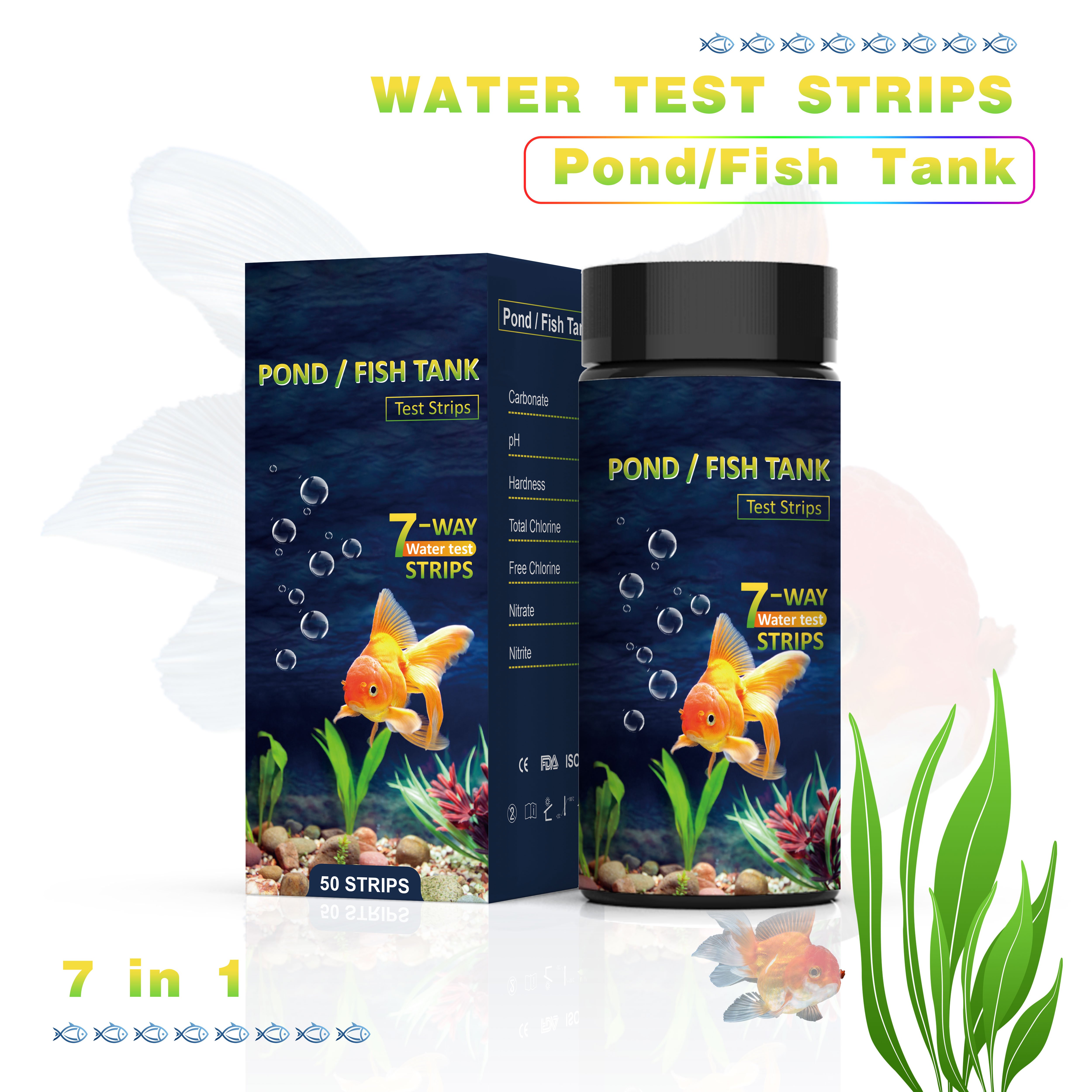 Fish ponds or Aquariums used for testing 7 in 1 of Water test strip