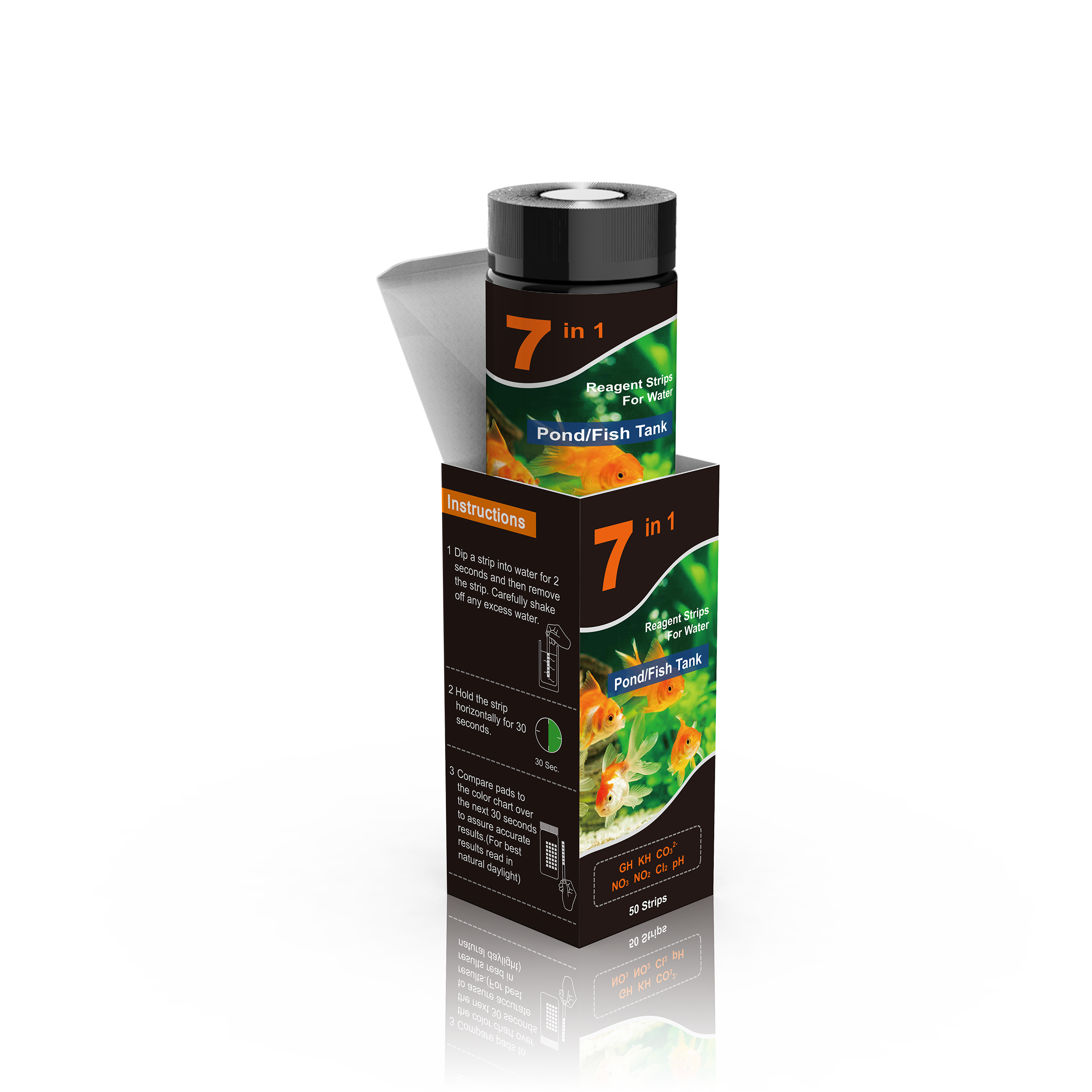 Fish ponds or Aquariums used for testing 7 in 1 of Water test strip