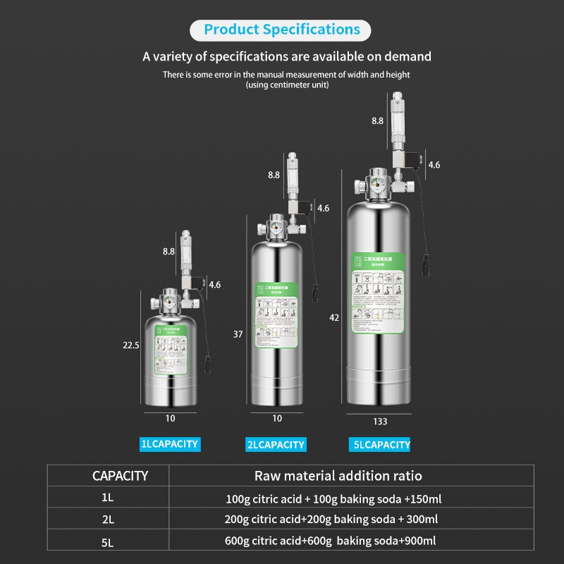 WYIN Aquarium Fish Tank Stainless Steel CO2 Cylinder System DIY Carbon Dioxide cylinder Generator Set for fish tank