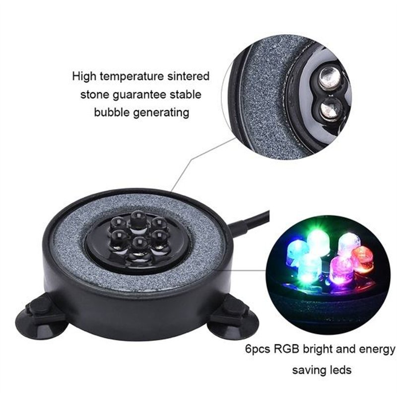 RGB Colorful Change Round Led Underwater Light 12v IP68 Fish Tank Aquarium Air Bubble Stone Light