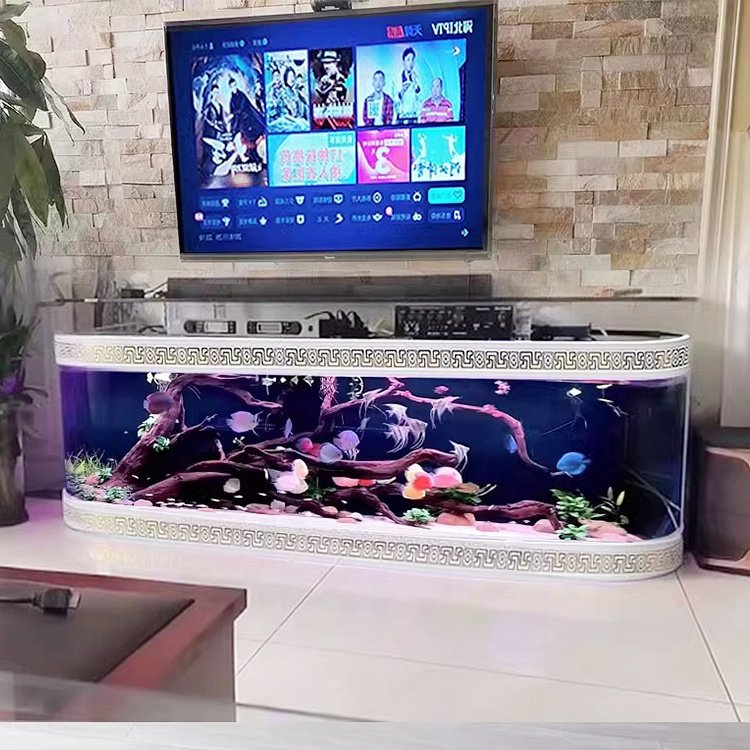 European-style TV cabinet ecological fish tank aquarium glass bar living room home coffee table