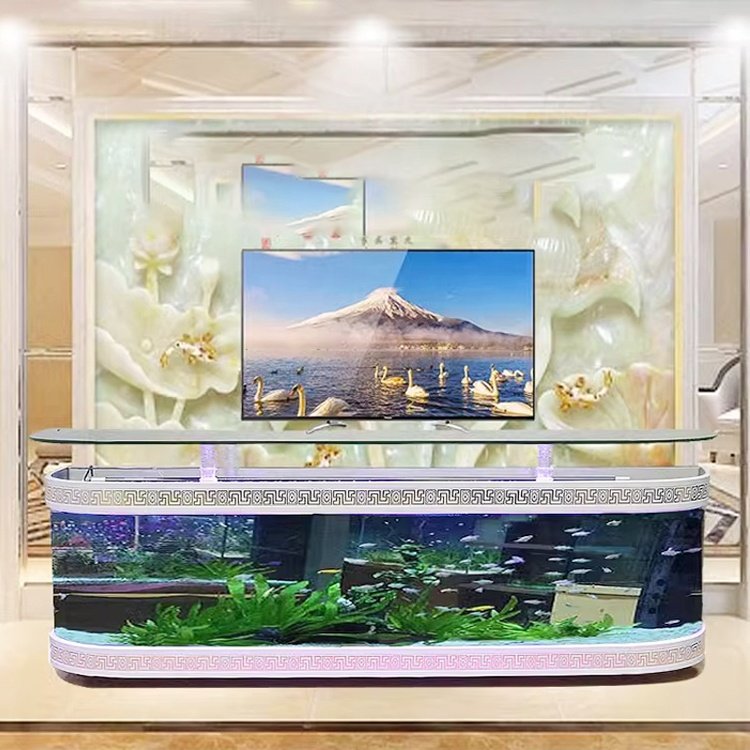 European-style TV cabinet ecological fish tank aquarium glass bar living room home coffee table