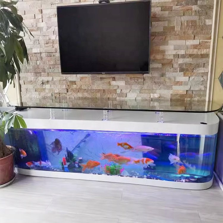 European-style TV cabinet ecological fish tank aquarium glass bar living room home coffee table