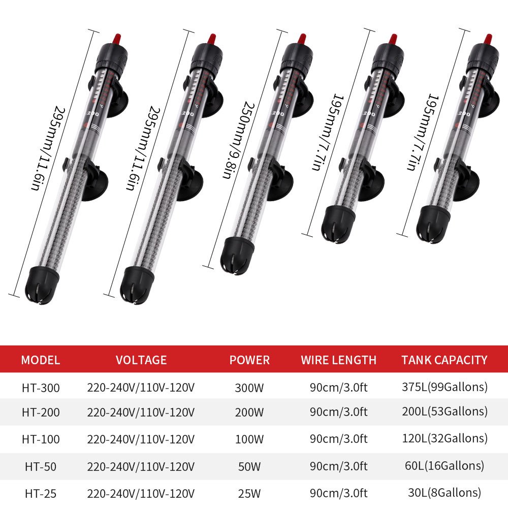 25-300W Aquarium Automatic Constant Temperature Heating Rod Constant Temperature Lamp Fish Tank Heaters