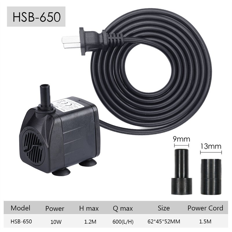 Bomba de agua submergible Fountain Pump 10W 600LPH Adjustable Mini Submersible Water Pump Aquarium Water Fountain Pump