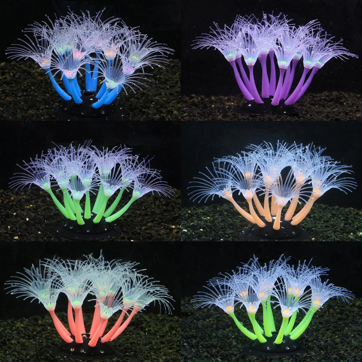 Silicone Glowing Artificial Coral Fish Tank Decorations Glow In The Dark Coral Ornament Aquarium Underwater Decor Plant