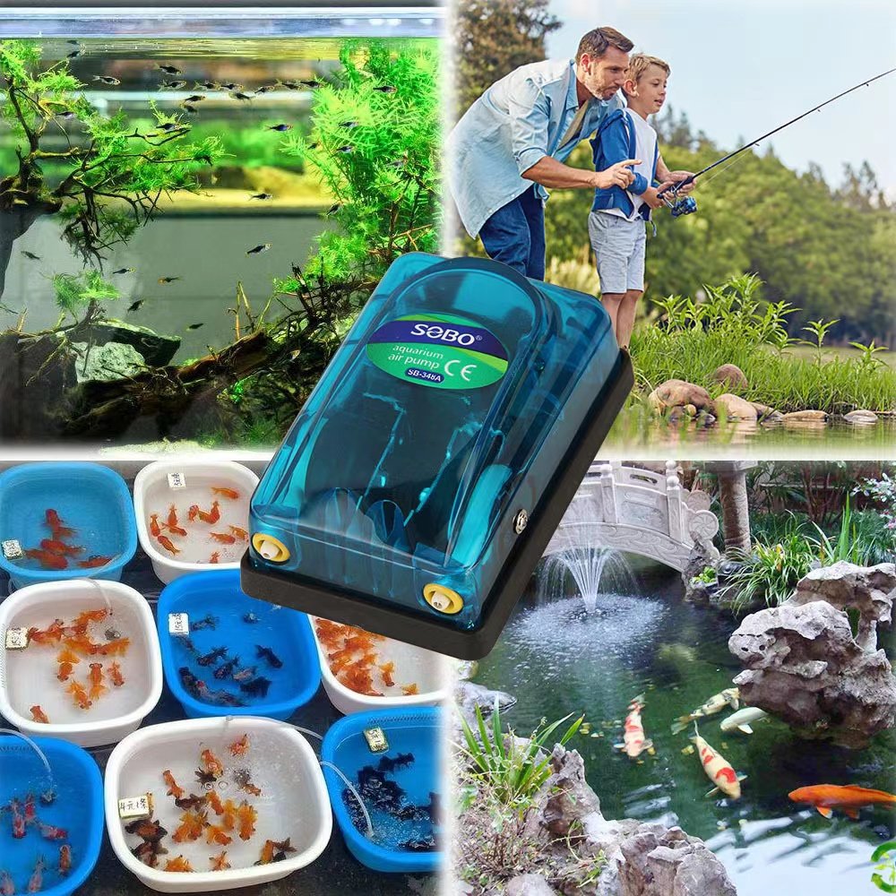 SOBO Ultra Silent Single Outlet Small Aquarium Air Pump, Fish Tank Aerator with Accessories Mini Oxygen Pumps SB-348A/SB-248A