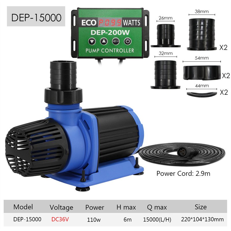 Multifunctional 15000L/H Aquarium DC Controllable Return Pump Sine Wave Submersible Waterfall Aquarium Water Pump