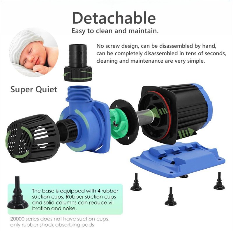 Multifunctional 15000L/H Aquarium DC Controllable Return Pump Sine Wave Submersible Waterfall Aquarium Water Pump
