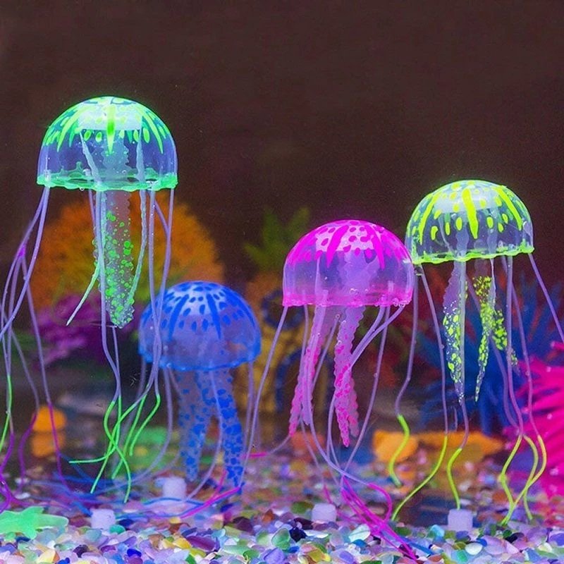 Artificial Vivid Jellyfish Silicone Fish Tank Decor Aquarium Decoration Ornament 3 Months Warranty