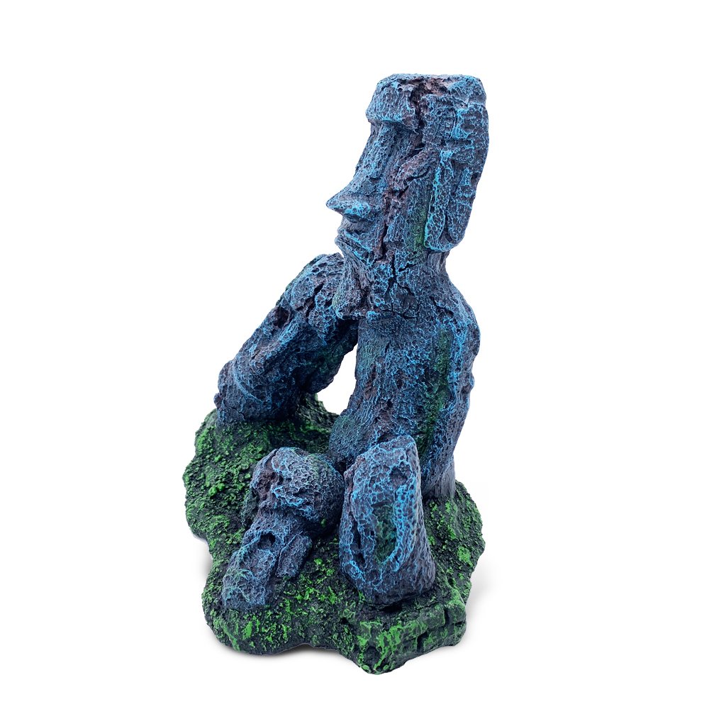 Aquarium Decoration landscaping Easter Island Stone Statue Resin Aquarium Blue Fish Tank Ornaments
