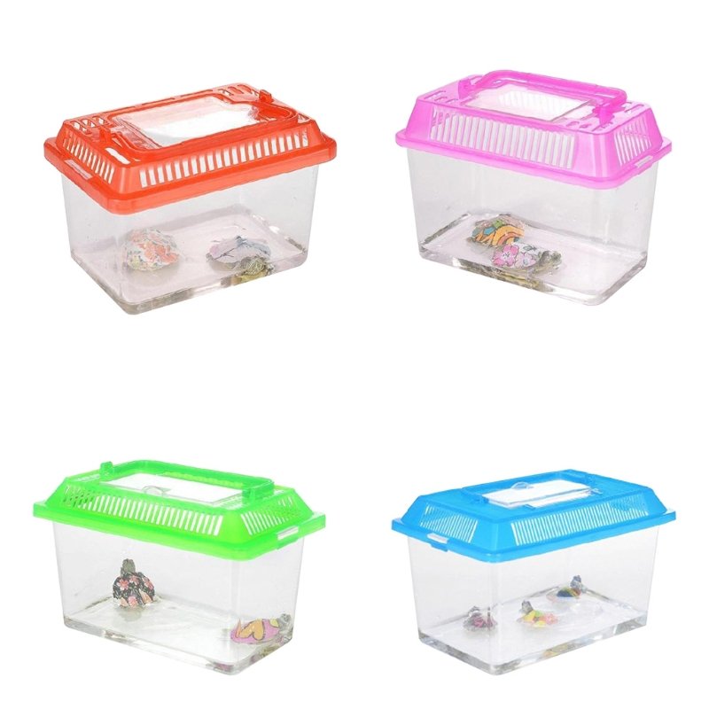 Portable aquarium handheld transparent plastic aquarium travel small aquarium design suitable for pet fish turtles